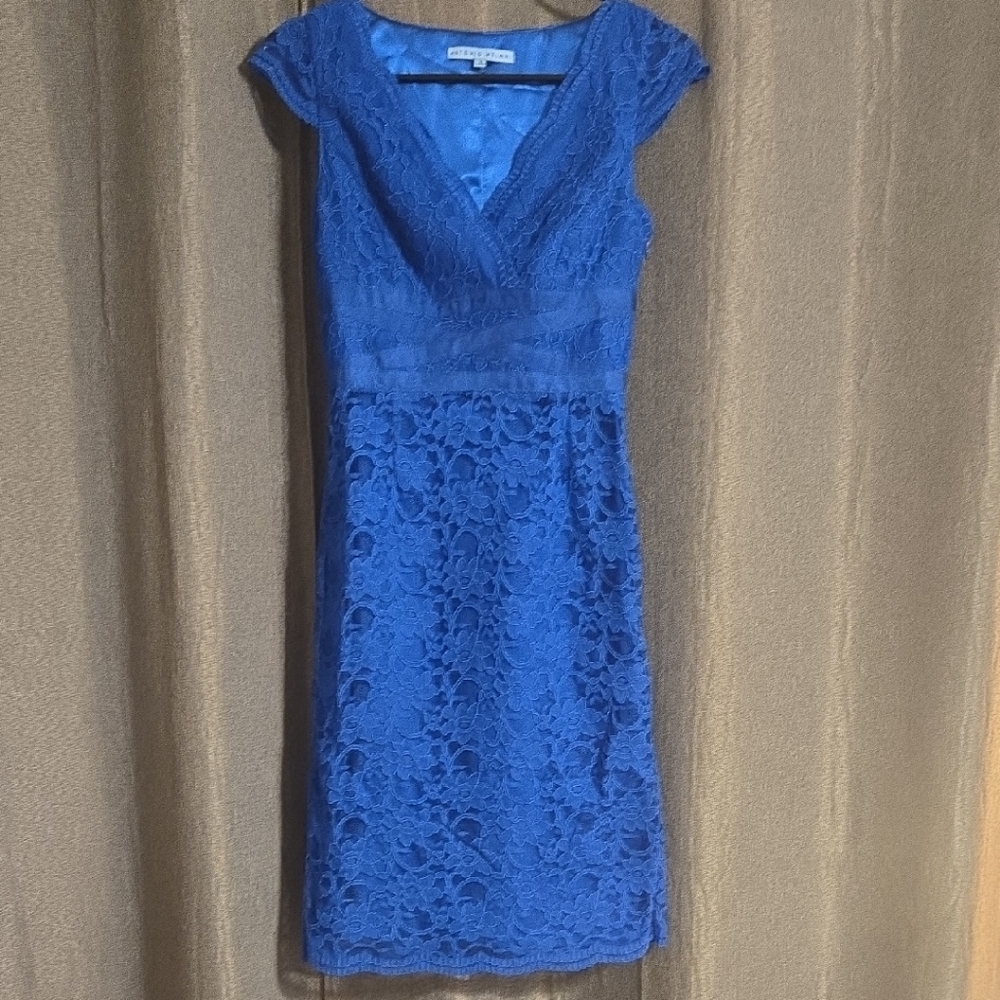 ANTONIO MELANI Blue Lace Midi Dress